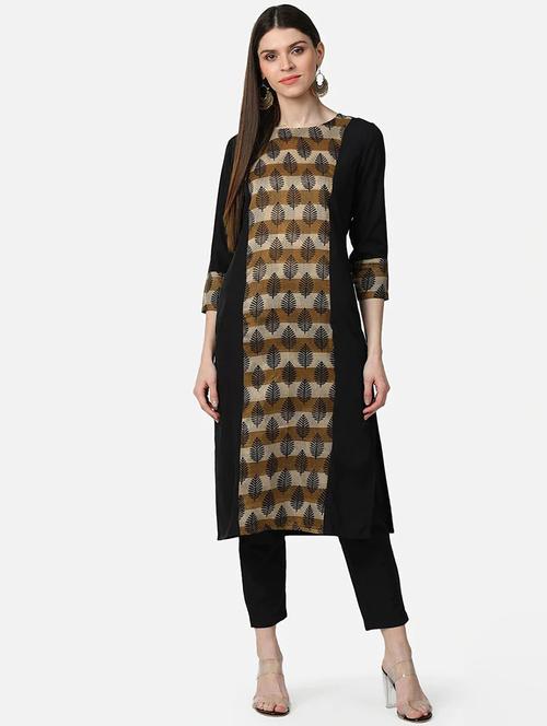 black printed straight kurta - 19815790 - Very Small Image - 1