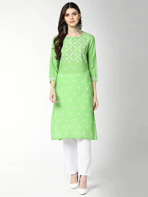 green printed straight kurta - 19815799 - Very Small Image - 1