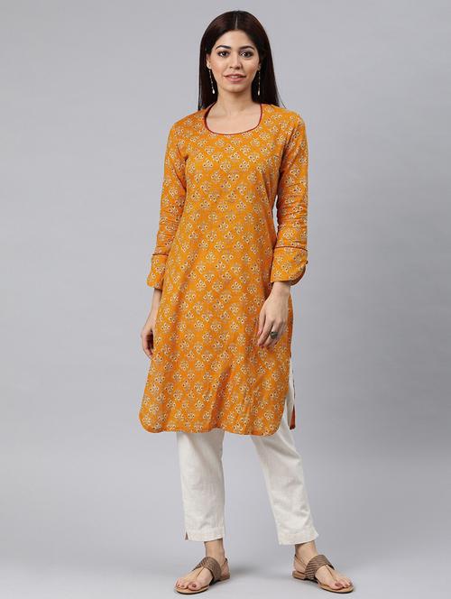 round neck printed straight kurta - 19815849 - Very Small Image - 1