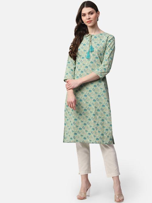 keyhole neck printed straight kurta - 19815855 - Very Small Image - 1
