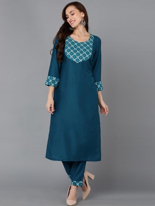 round neck solid straight kurta - 19815891 - Very Small Image - 1