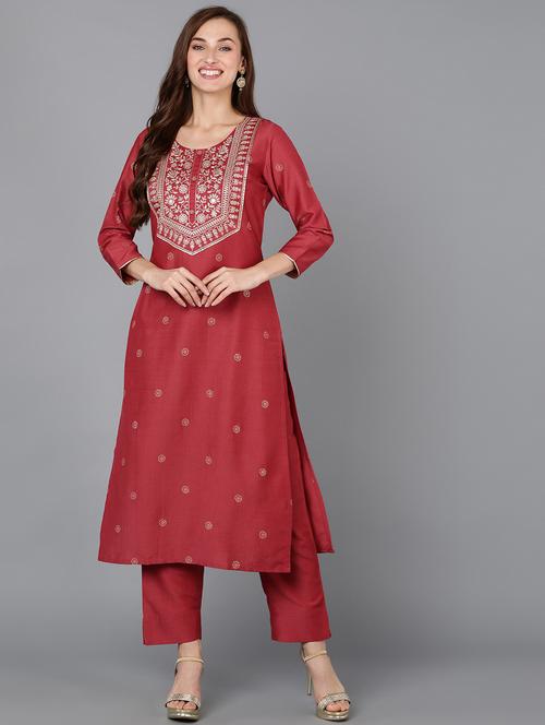 pink embroidered straight kurta - 19815906 - Very Small Image - 1