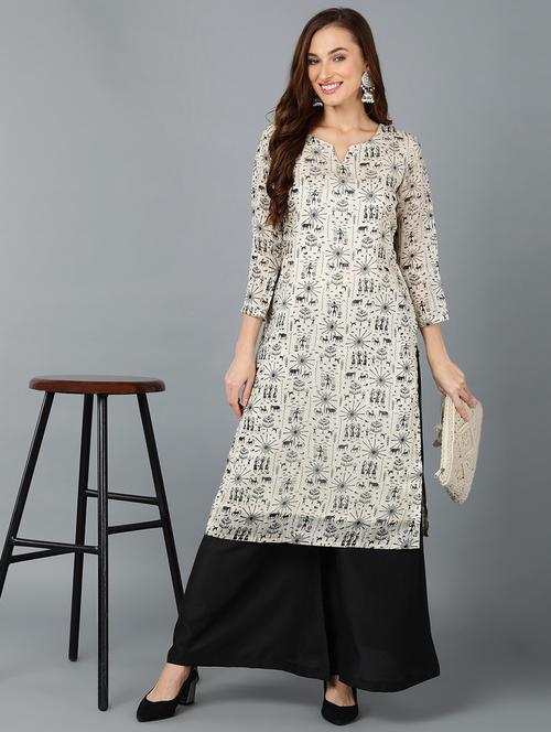off-white warli straight kurta - 19815918 - Very Small Image - 1
