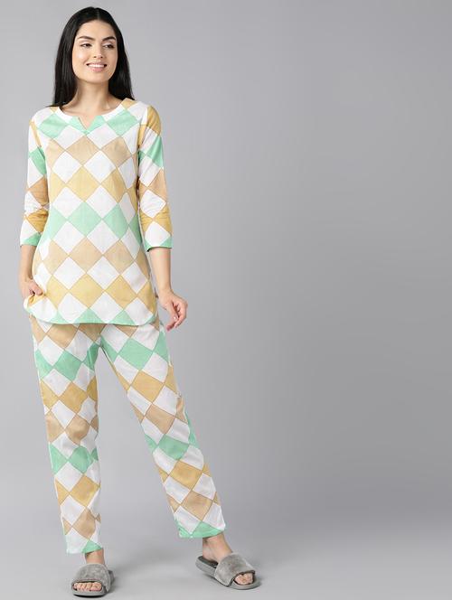 women printed cotton nightsuit set - 19816219 - Very Small Image - 1