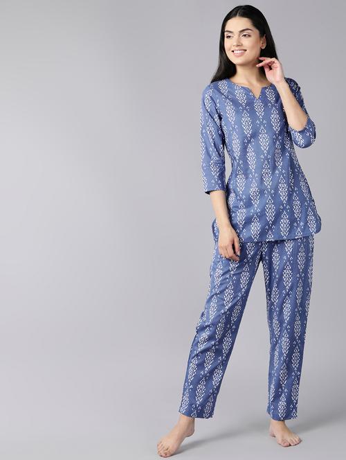 women printed cotton nightsuit set - 19816220 - Very Small Image - 1