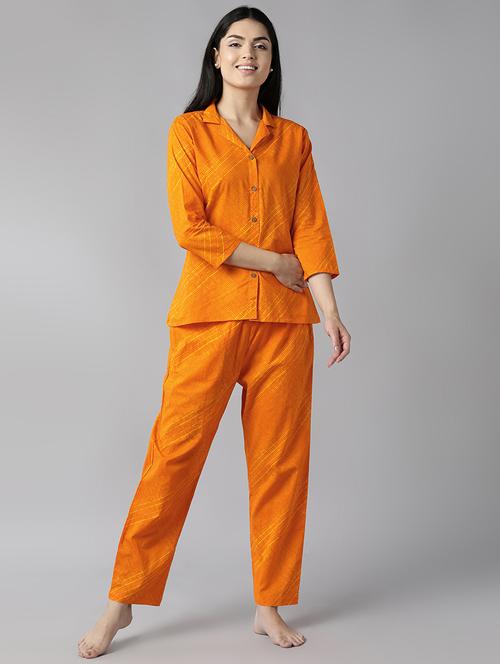 orange cotton printed nightwear set - 19816244 - Very Small Image - 1
