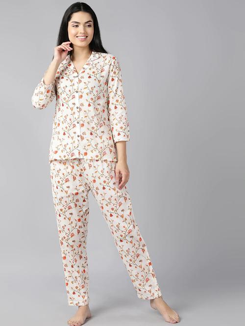 women printed cotton nightsuit set - 19816246 - Very Small Image - 1
