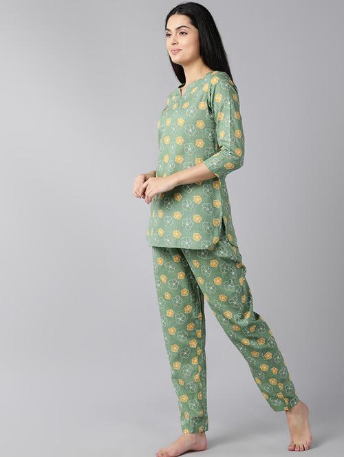 women printed cotton nightsuit set - 19816263 - Very Small Image - 1