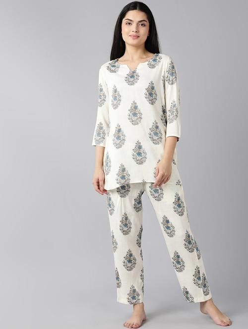 women printed cotton nightsuit set - 19816266 - Very Small Image - 1