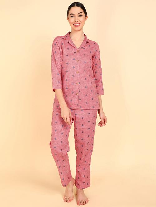 women printed cotton nightsuit set - 19816269 - Very Small Image - 1