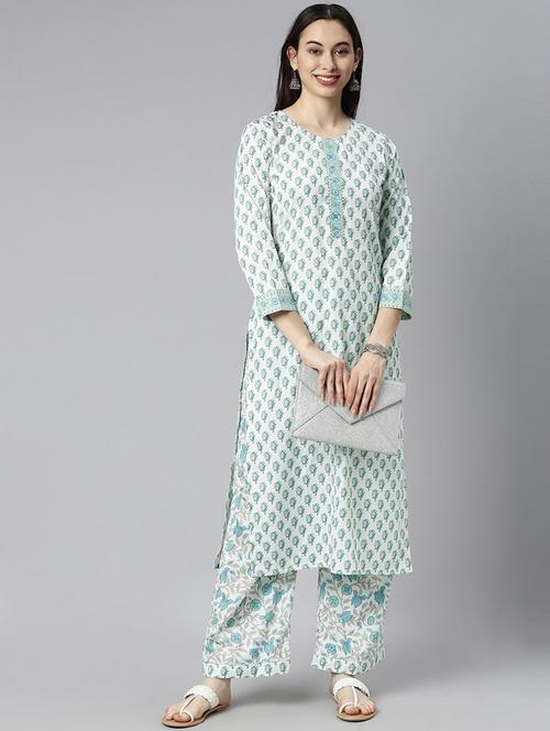 ethnic motif print kurta palazzo set - 19816294 - Very Small Image - 1