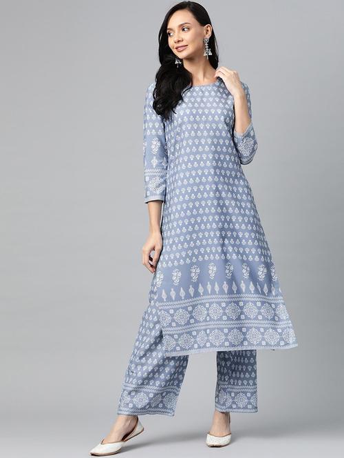 ethnic motif print kurta palazzo set - 19816297 - Very Small Image - 1