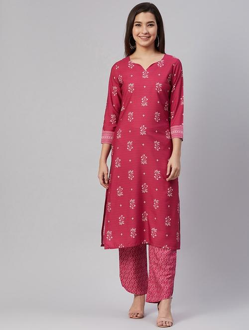 ethnic motif print kurta pant set - 19816306 - Very Small Image - 1