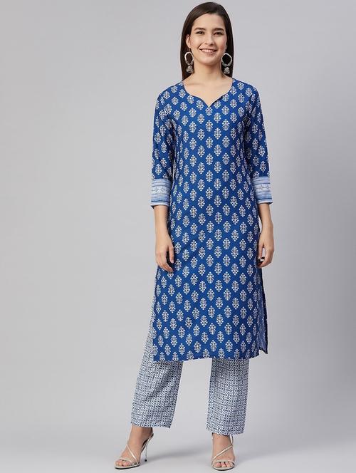 ethnic motif kurta palazzo set - 19816309 - Very Small Image - 1