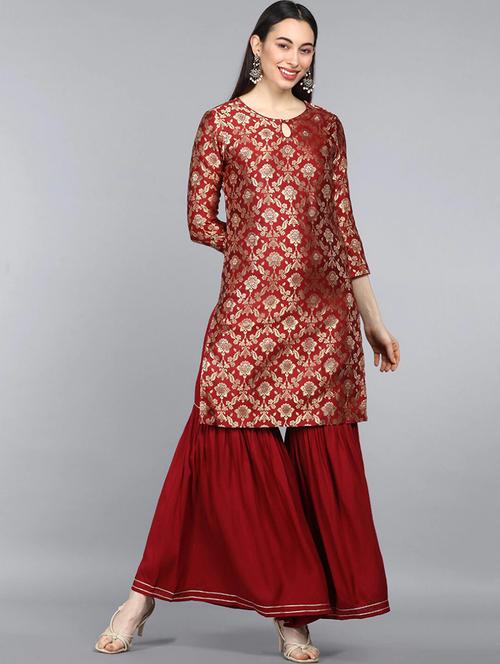 ethnic motif kurta sharara set - 19816314 - Very Small Image - 1