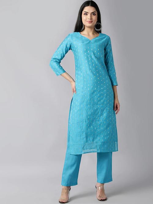 zari work kurta pant set - 19816331 - Very Small Image - 1