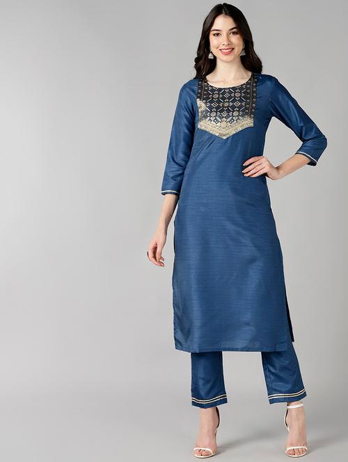 zari work kurta pant set - 19816340 - Very Small Image - 1