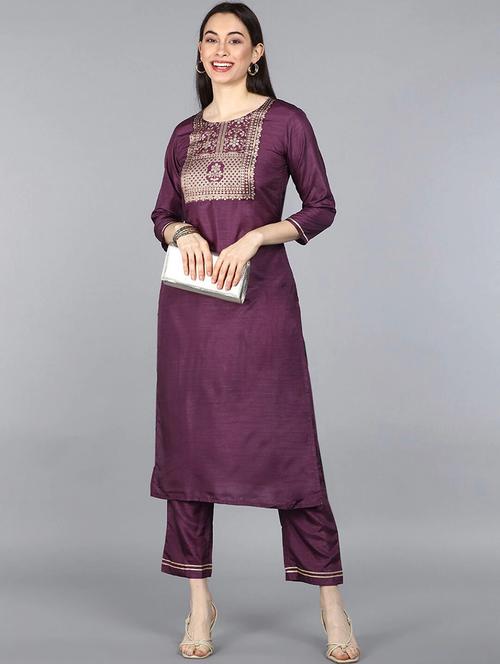 zari work kurta pant set - 19816341 - Very Small Image - 1