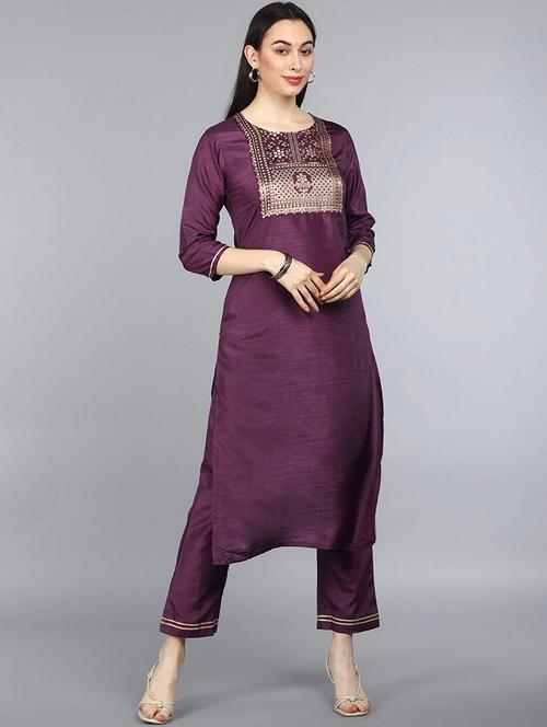 zari work kurta pant set - 19816342 - Very Small Image - 1