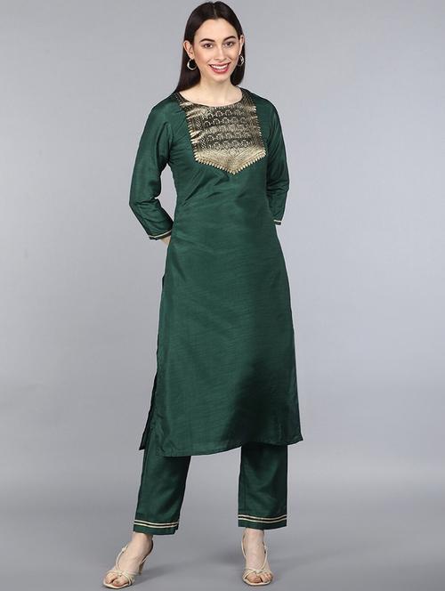 zari work kurta pant set - 19816346 - Very Small Image - 1
