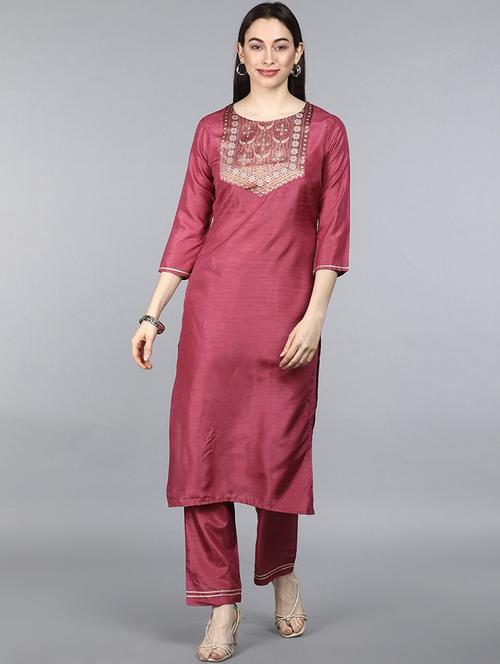 zari work kurta pant set - 19816350 - Very Small Image - 1