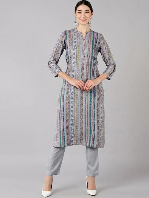 self design kurta pant set - 19816365 - Very Small Image - 1