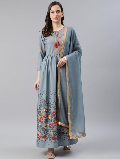 floral print kurta dupatta set - 19816388 - Very Small Image - 1