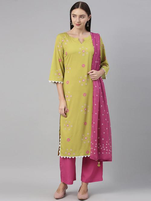 bandhani print kurta palazzo set - 19816402 - Very Small Image - 1