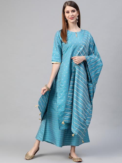 zari work kurta palazzo set - 19816412 - Very Small Image - 1