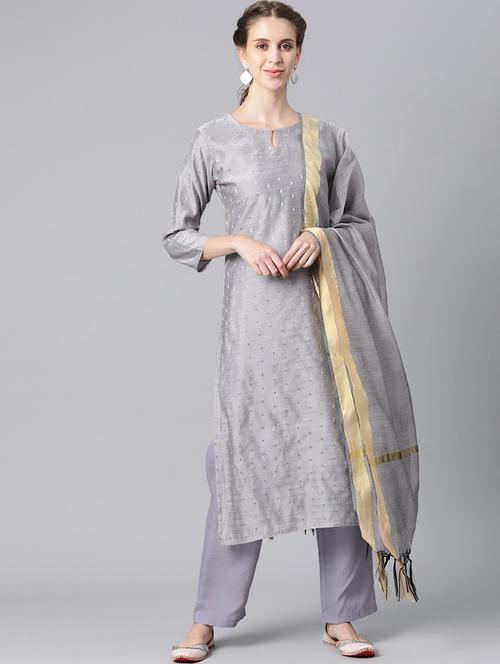 zari work kurta pant set - 19816415 - Very Small Image - 1