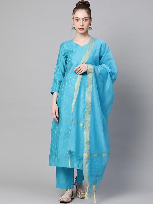 zari work kurta pant set - 19816420 - Very Small Image - 1