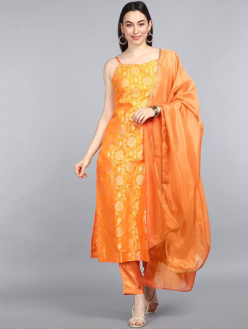 jacquard work kurta pant set - 19816428 - Very Small Image - 1