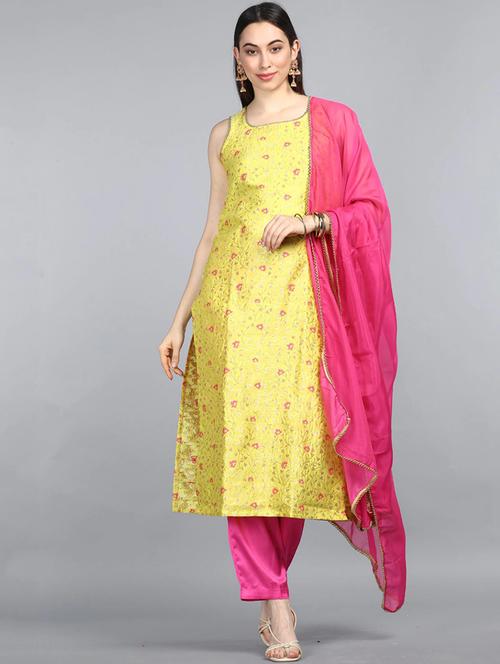 jacquard work kurta pant set - 19816429 - Very Small Image - 1