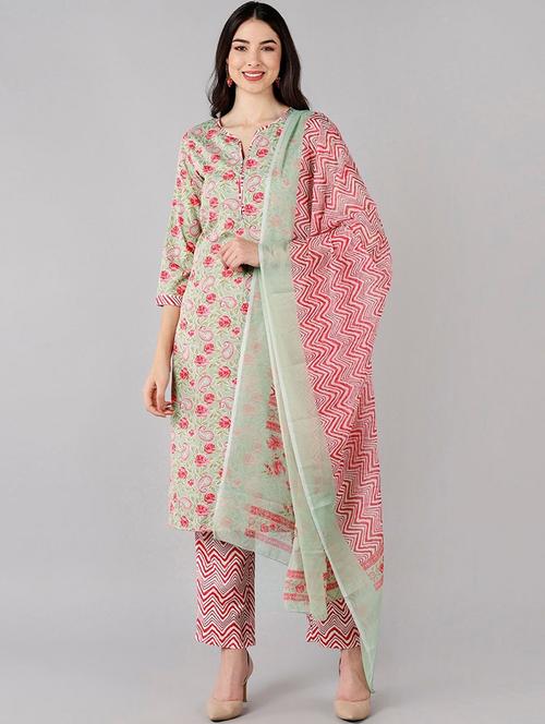 floral print kurta pant set - 19816449 - Very Small Image - 1