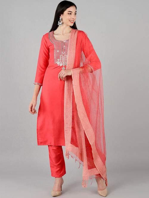embroidery work kurta pant set - 19816520 - Very Small Image - 1
