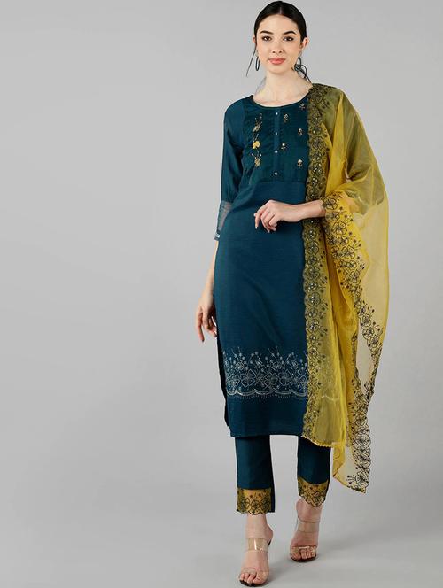 embroidery work suit set - 19816554 - Very Small Image - 1