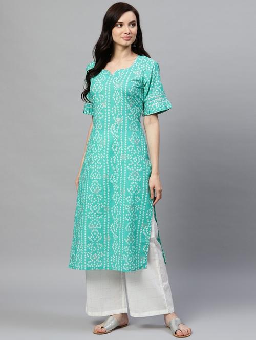 bandhani print kurta palazzo set - 19816633 - Very Small Image - 1