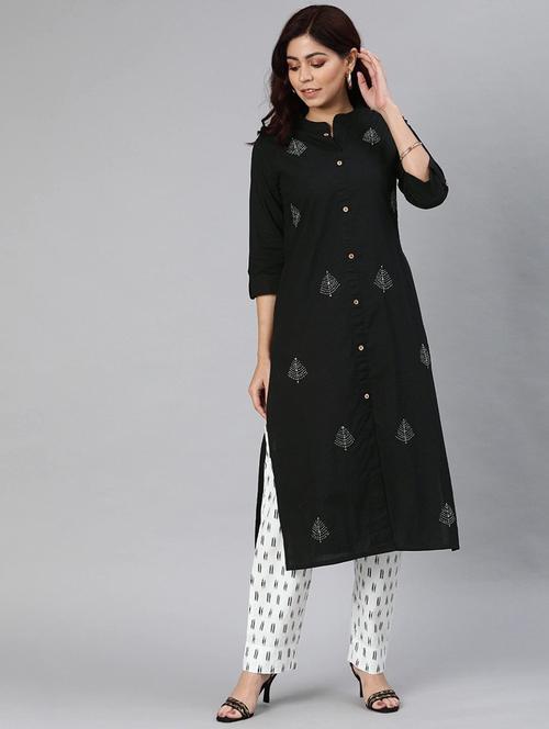 self design kurta pant set - 19816684 - Very Small Image - 1