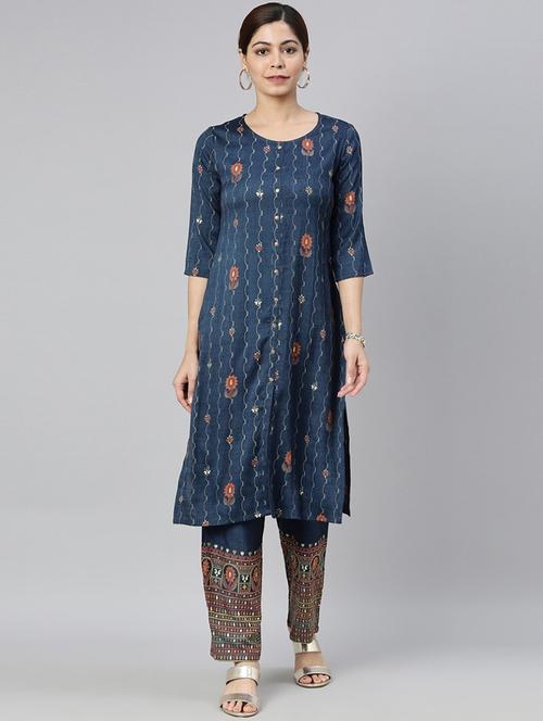 printed kurta pant set - 19816688 - Very Small Image - 1