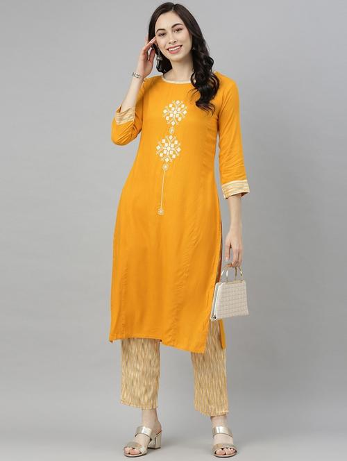 self design kurta pant set - 19816700 - Very Small Image - 1
