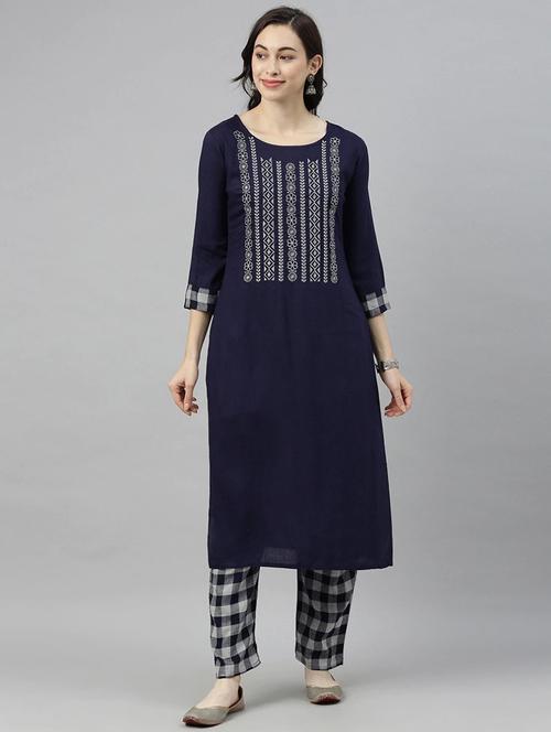 self design kurta pant set - 19816701 - Very Small Image - 1