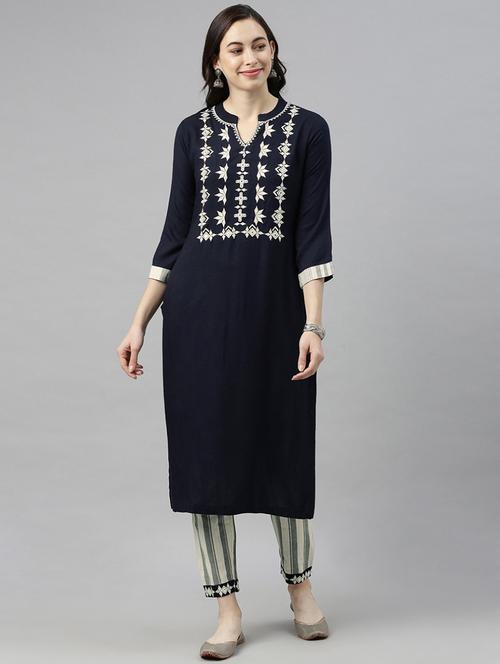 self design kurta pant set - 19816707 - Very Small Image - 1