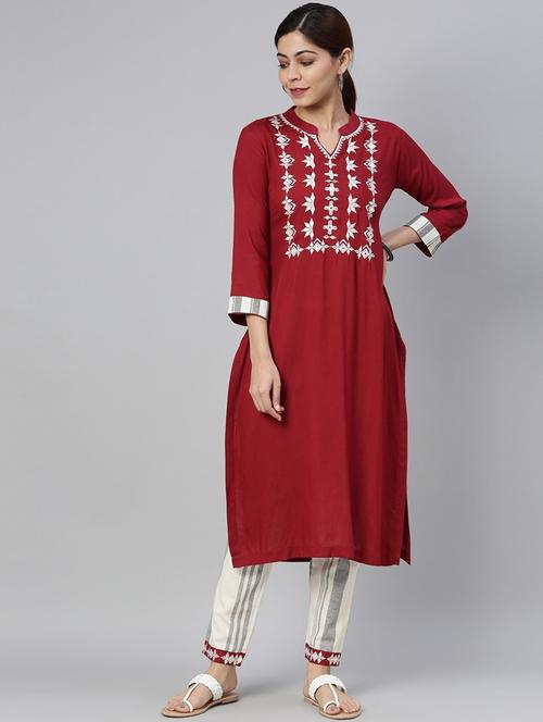 self design kurta pant set - 19816708 - Very Small Image - 1