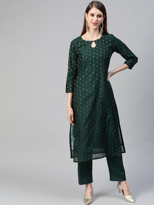 zari work kurta pant set - 19816802 - Very Small Image - 1