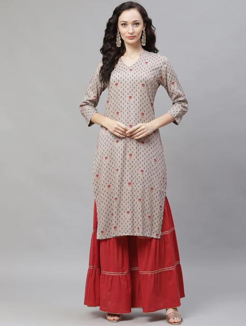 printed kurta sharara set - 19816807 - Very Small Image - 1
