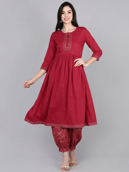 embroidered kurta salwar set - 19816822 - Very Small Image - 1