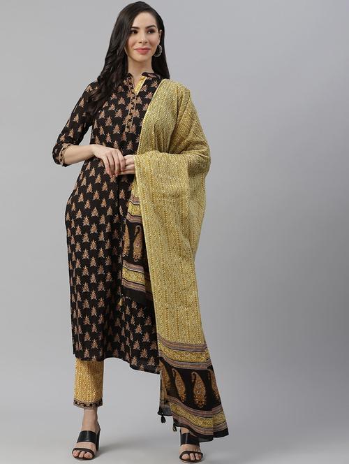 printed kurta pant set with dupatta - 19816843 - Very Small Image - 1