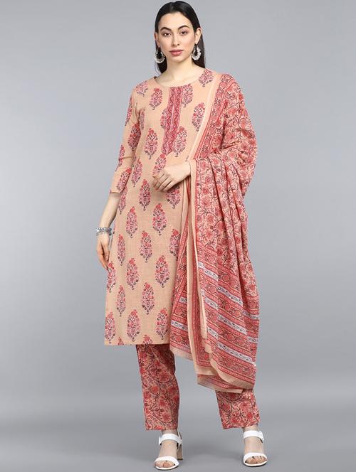 printed kurta pant set with dupatta - 19816856 - Very Small Image - 1