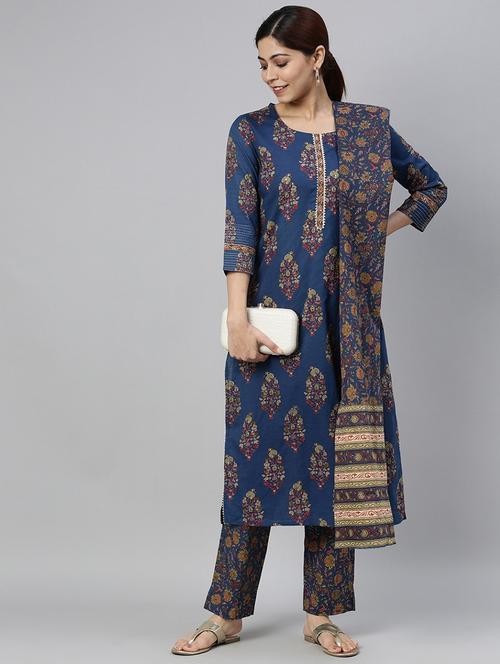 printed kurta pant set with dupatta - 19816876 - Very Small Image - 1