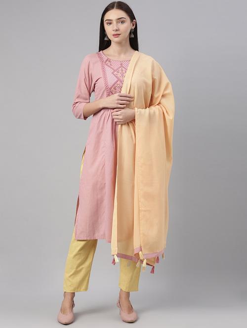 self design kurta pant set with dupatta - 19816891 - Very Small Image - 1